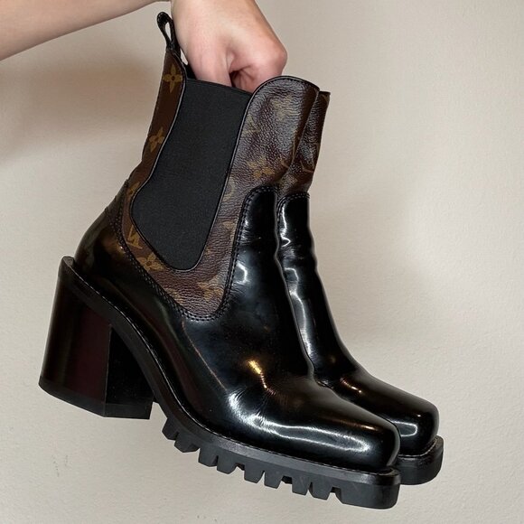 Shoes - Louis Vuitton Patent Monogram Boots